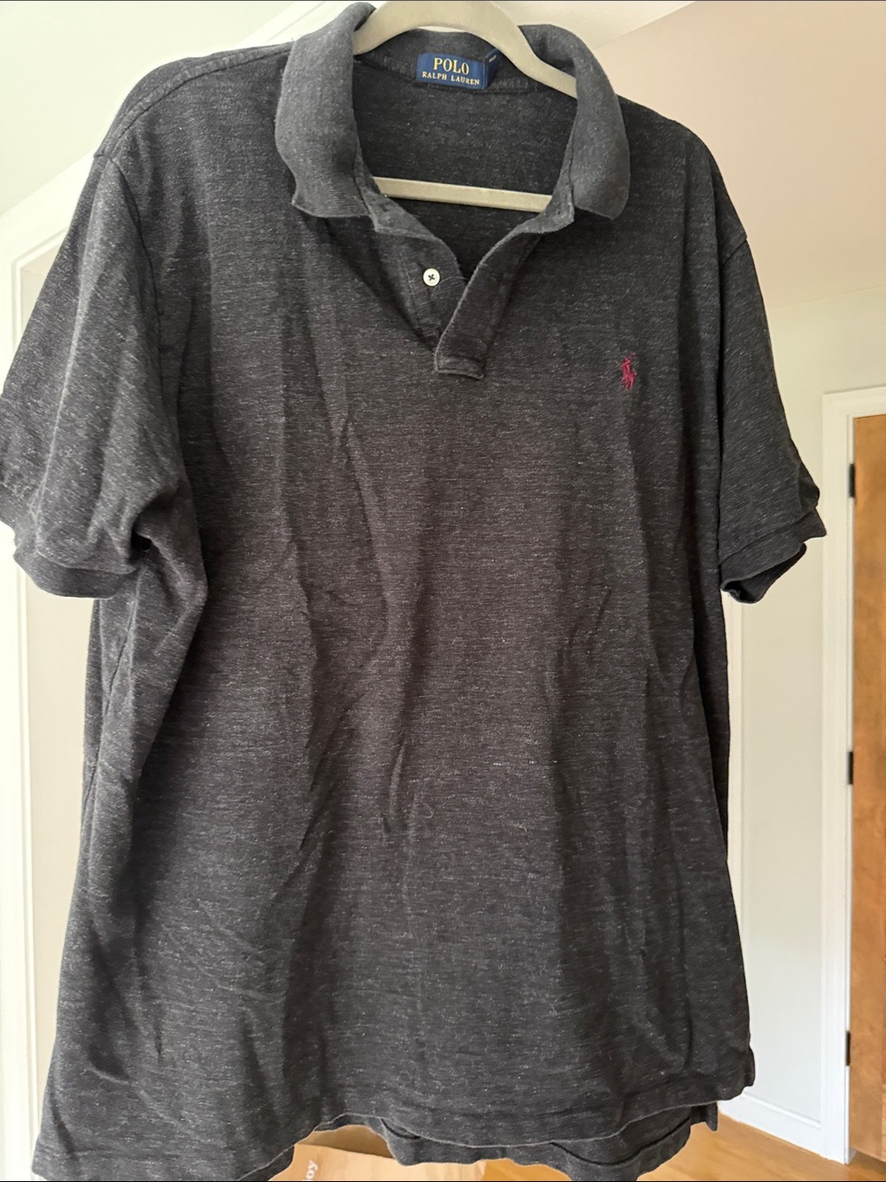 Polo by Ralph Lauren Dark Charcoal Heather Polo with Pink Pony